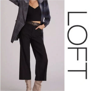 LOFT Petites Black Patch Pocket Wide Leg Cropped Pants Women's Size 4P